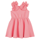 Billie Blush - Sleeveless Gingham Dress with Shoulder Bows - Flamingo
