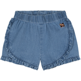 Carrement Beau - Ruffle Trim Chambray Shorts - Blue Denim