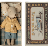 Maileg - Big Brother - Mouse in Matchbox - Yellow/Denim