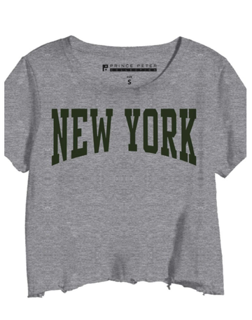 Prince Peter Collection - New York Cropped Distressed Tee - Heather Grey