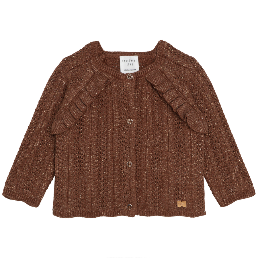 Carrement Beau - Knit Cardigan with Flounces - Chocolate Brown