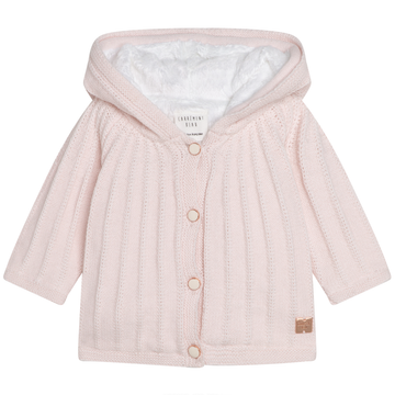 Carrement Beau - Knit Hooded Jacket with Faux Fur Lining - Apricot