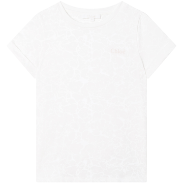 Chloe - Marble Print Short Sleeve T-Shirt - Off White