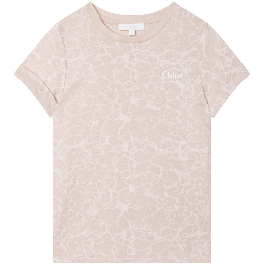 Chloe - Marble Print Short Sleeve T-Shirt - Pink