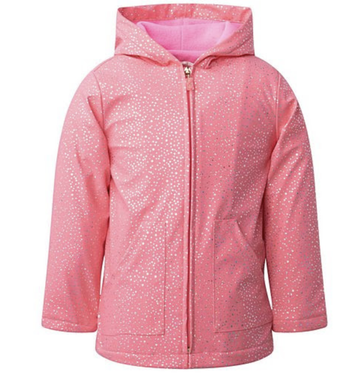 Billie Blush - Hooded Raincoat with Glittery Dots & Logo - 3D