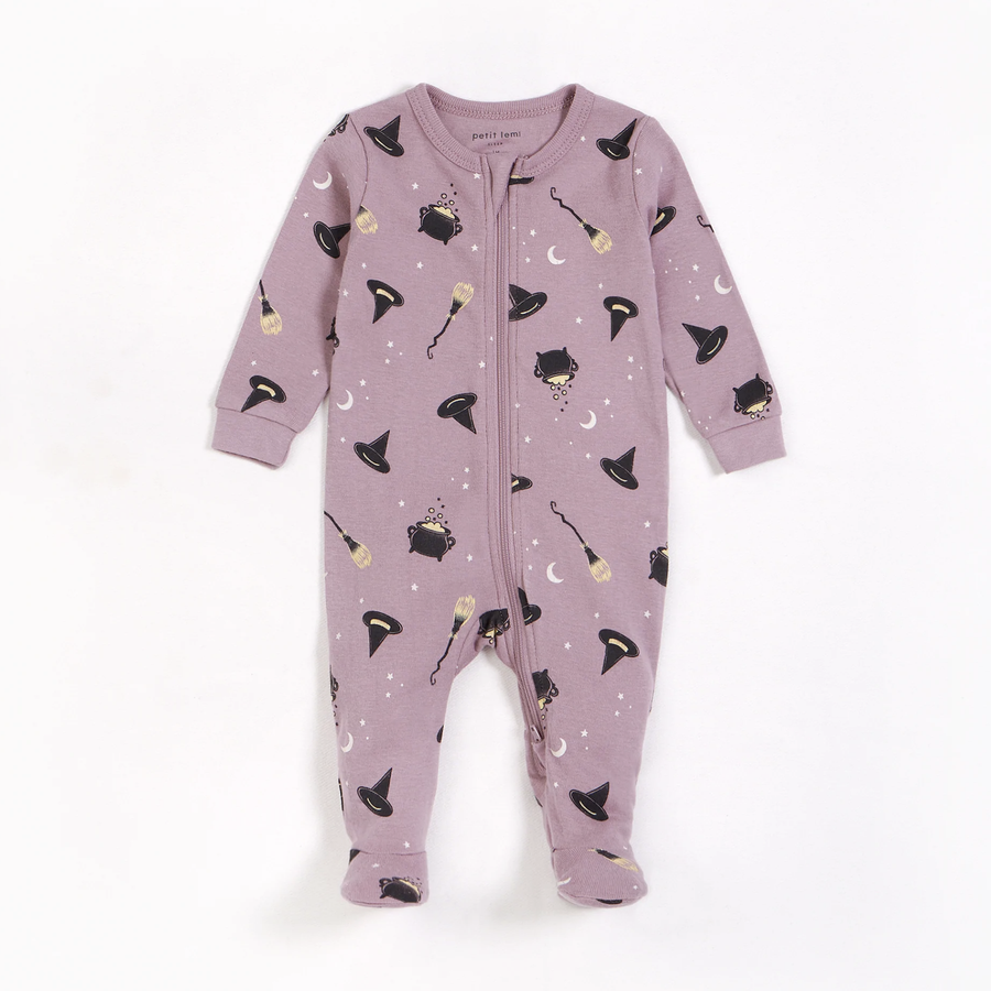 Petit Lem - Bewitched Glow in the Dark Print Sleeper - Mauve