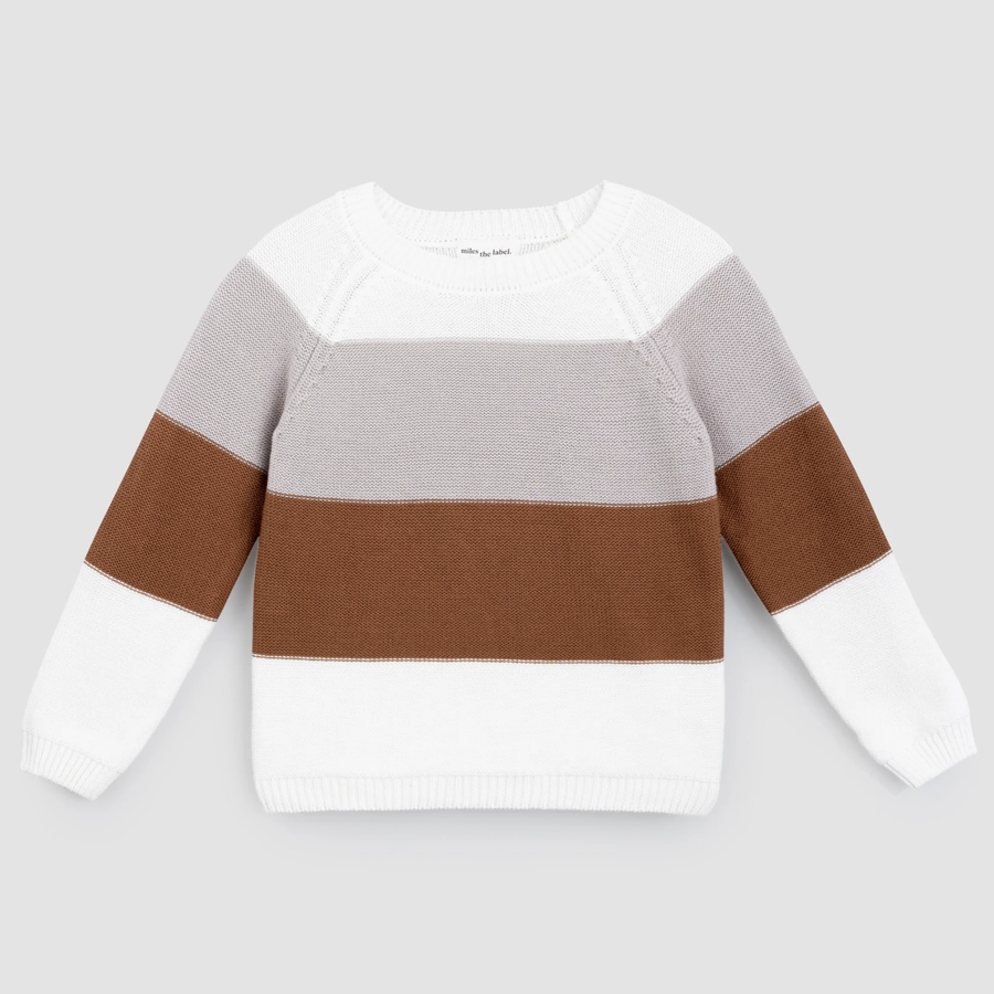 Miles the Label - Colorblocking Organic Cotton Knit Sweater - Brown