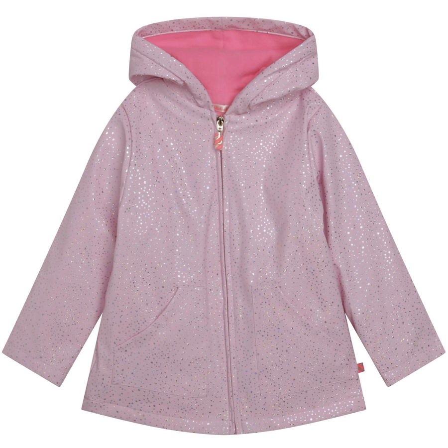 Billie Blush - Hooded Raincoat with Glittery Dots & Logo - Pink