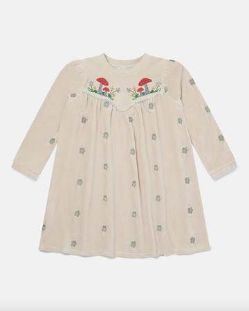 Stella McCartney - Embroidered Daisy Velour Fleece Dress - Cream