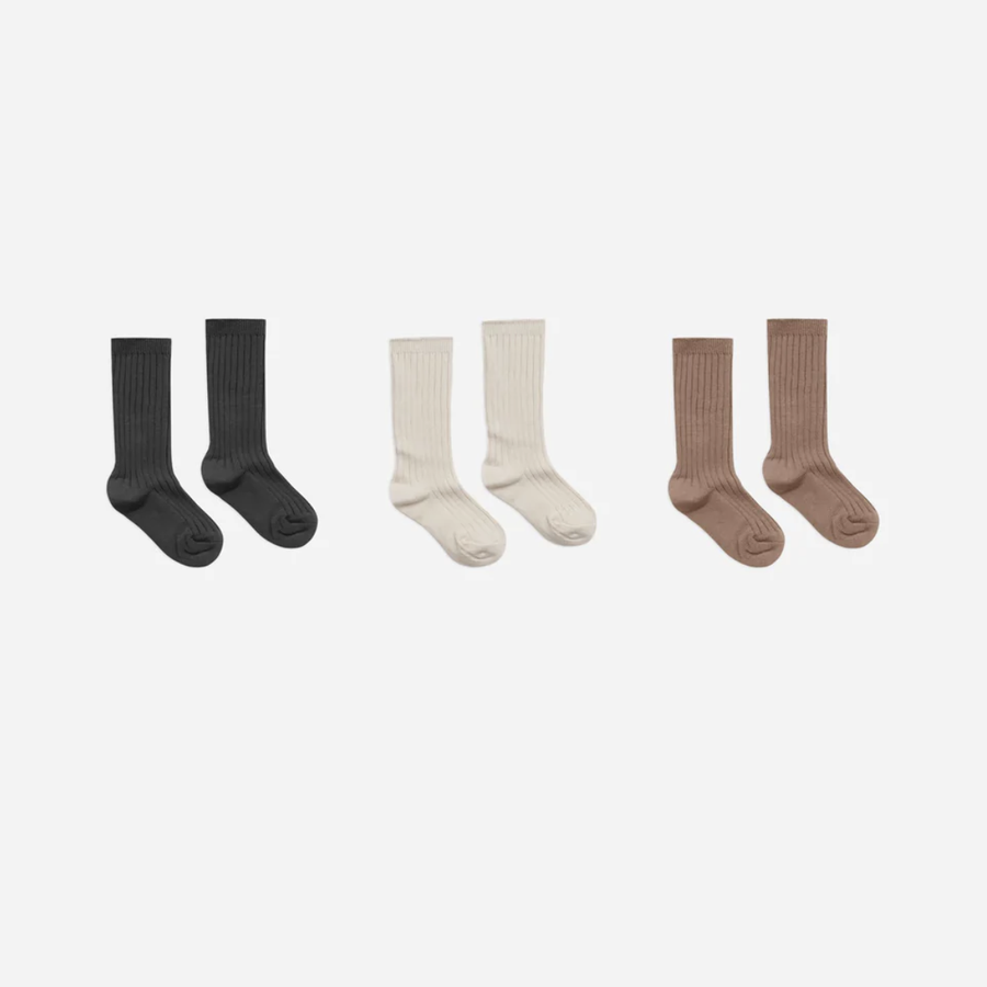 Rylee & Cru - Knee Socks - Mocha, Natural, Black