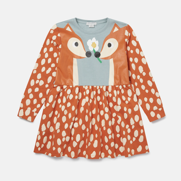 Stella McCartney - Baby Girl Dress with Double Deer Print - Orange