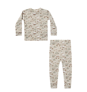 Rylee & Cru - Longsleeve Pajama Set - Warm Grey North Pole