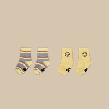 Hux - Rainbow Stripe/ Sunny Socks 2 Pack - Yellow