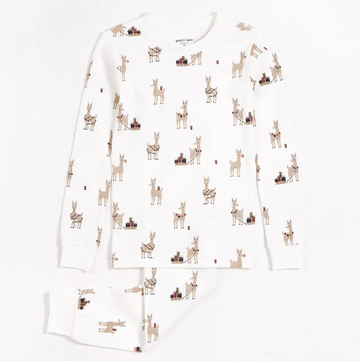 Petit Lem - Rudy and Reindeers Print Pajama Set - Off White
