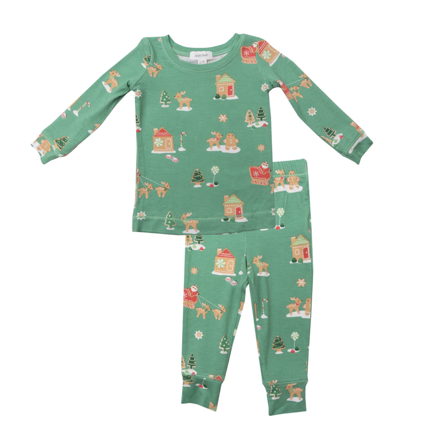 Angel Dear - Bamboo Lounge Set - Gingerbread Sleigh Green