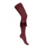 Condor - Side Velvet Bow Tights - Garnet