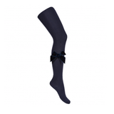 Condor - Side Velvet Bow Tights - Navy Blue