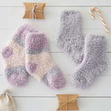 Lemon Loungewear - Girls 2Pk Furry Foam Recycled Crew Sock - Medium Purple