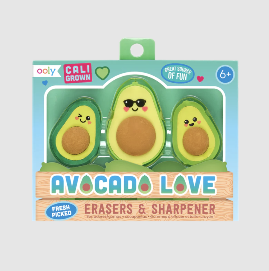 Ooly - Avocado Love Eraser and Sharpener - Set of 3