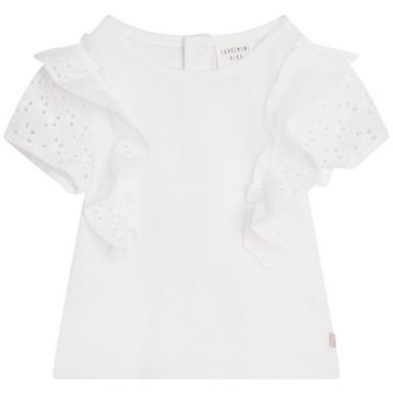 Carrement Beau - Jersey Tee - French Embroidered Sleeves & Ruffles