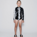 nununu - Long Sleeve Tie Dye Swimsuit - Black