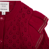 Carrement Beau - Pointelle Knit Cardigan with Shoulder Flounces - Raspberry