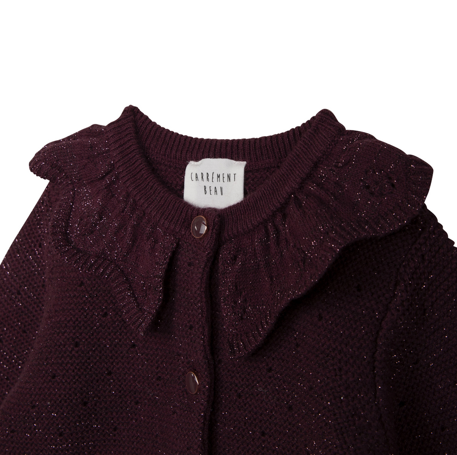 Carrement Beau - Knit Cardigan with Large Collar - Violet