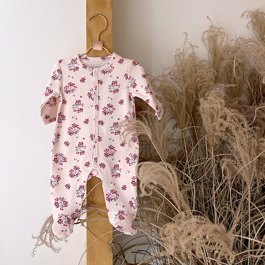 Carrement Beau - Front Snap Cotton Footie - Apricot Floral
