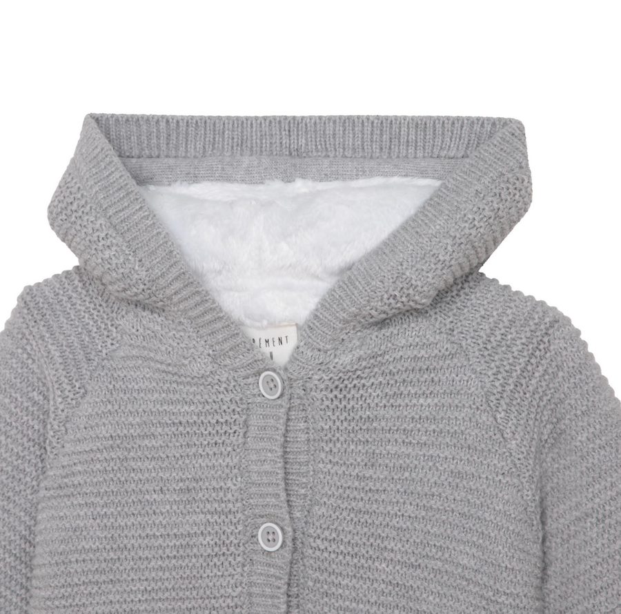 Carrement Beau - Knit Hooded Jacket with Faux Fur Lining - Light Grey