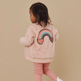 Hux - Rainbow Hearts Fur Jacket - Rose
