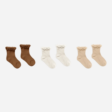 Rylee & Cru - Lace Trim Socks - Multi (Chocolate, Ivory, Shell)