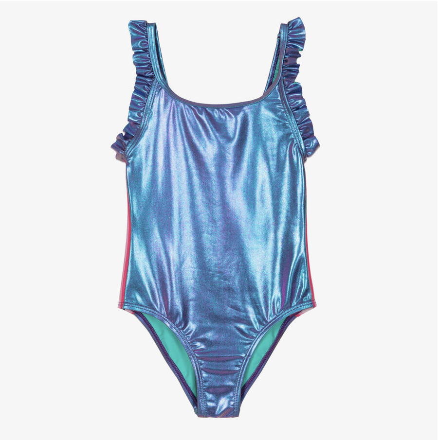 Billie Blush - Ruffled Strap Swimsuit - Pale Blue