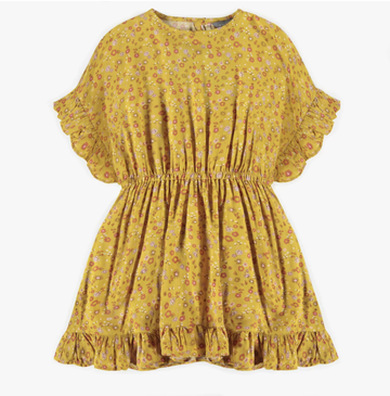 Souris Mini - Flowery Ruffle Dress - Yellow