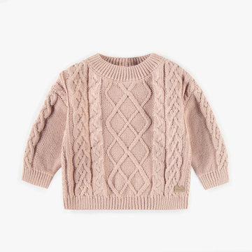 Souris Mini -Braided Knit Crewneck - Old Pink