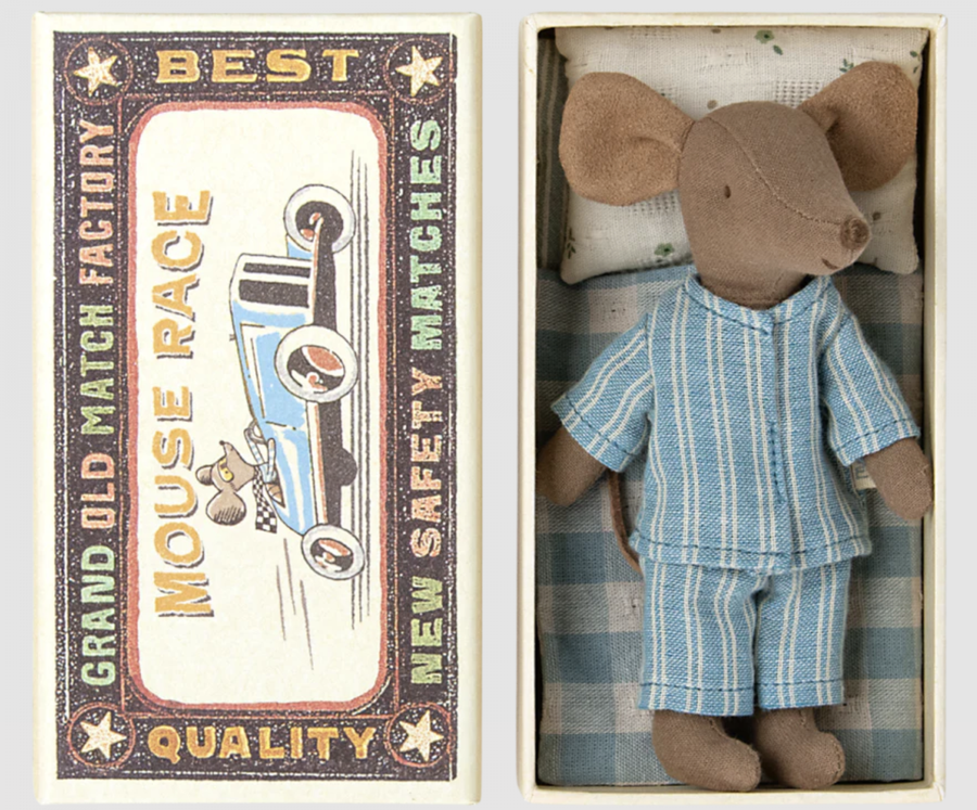 Maileg - Big Brother Mouse in Matchbox - Blue Stripe