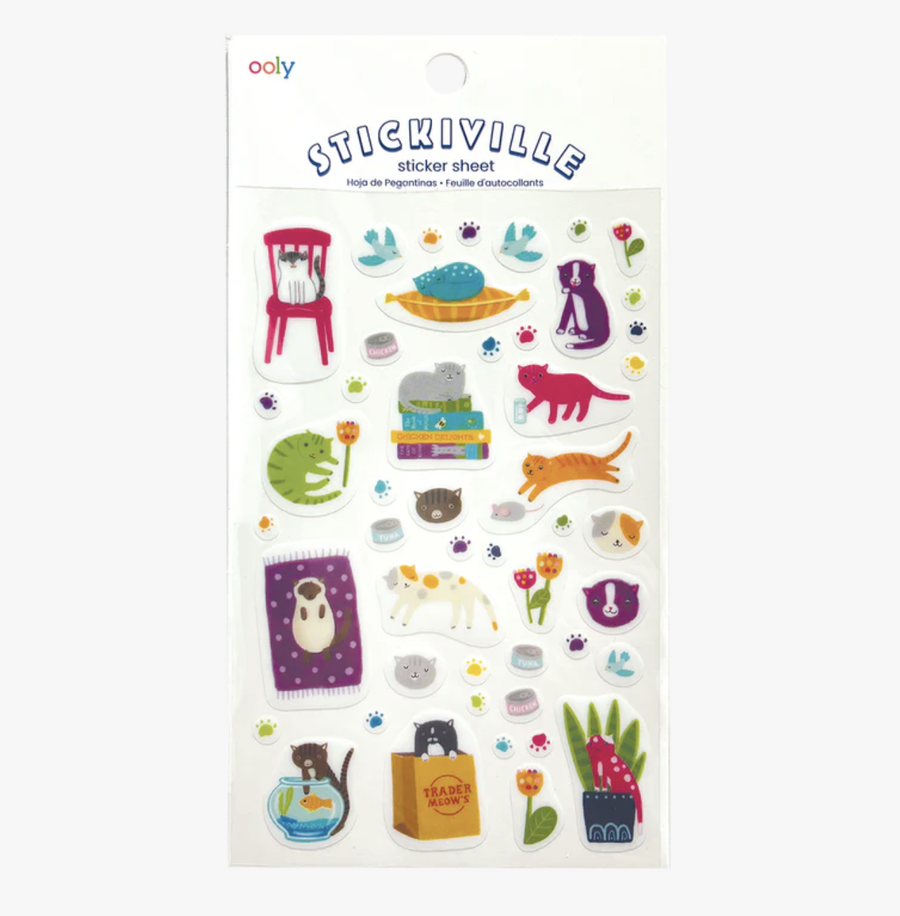 Ooly - Stickiville Clear Vinyl Stickers - Quirky Cats