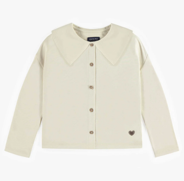 Souris Mini - Long Sleeve Shirt w Oversized Collar - Cream