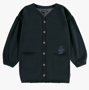 Souris Mini - Tunic Button Up Long Sleeve Dress - Navy
