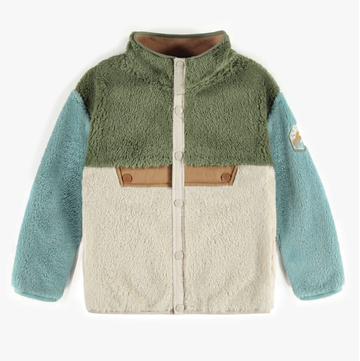 Souris Mini - Sherpa Colour Block Jacket - Green