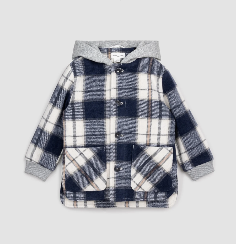 Miles the Label - Woven Plaid Jacket - Navy