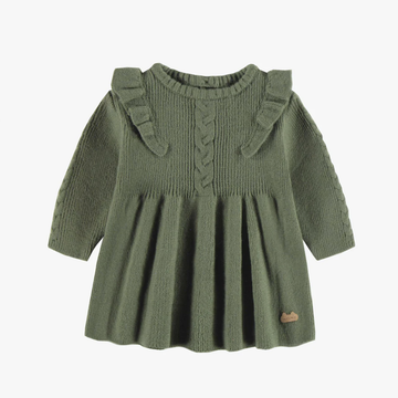 Souris Mini - Knit Ruffle Dress - Green
