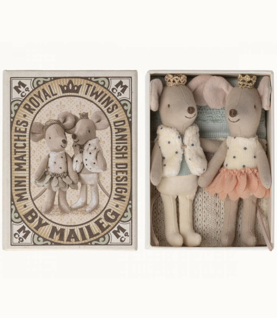 Maileg - Royal Twins Mice - Little Sister & Brother in Matchbox