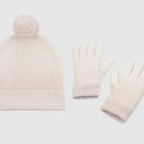 Lemon Loungewear - Girls Atmosphere Beanie and Gloves Set - Peach