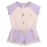 Carrement Beau - French Terry Elastic Waist Romper - Pink & Purple
