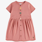 Souris Mini - Short Sleeve Flared Knitted Dress - Pink