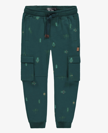 Souris Mini - Fitted French Terry Pattern Pants - Green