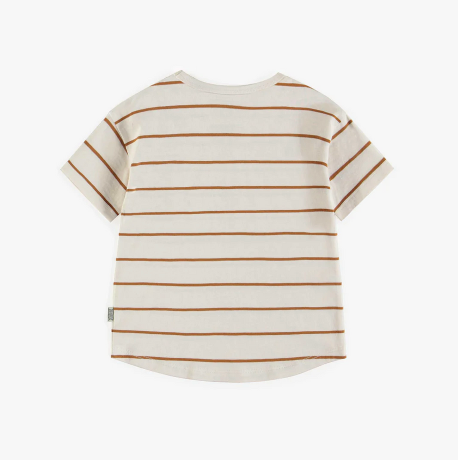 Souris Mini - Short Sleeve Cotton T-Shirt - Brown Stripe