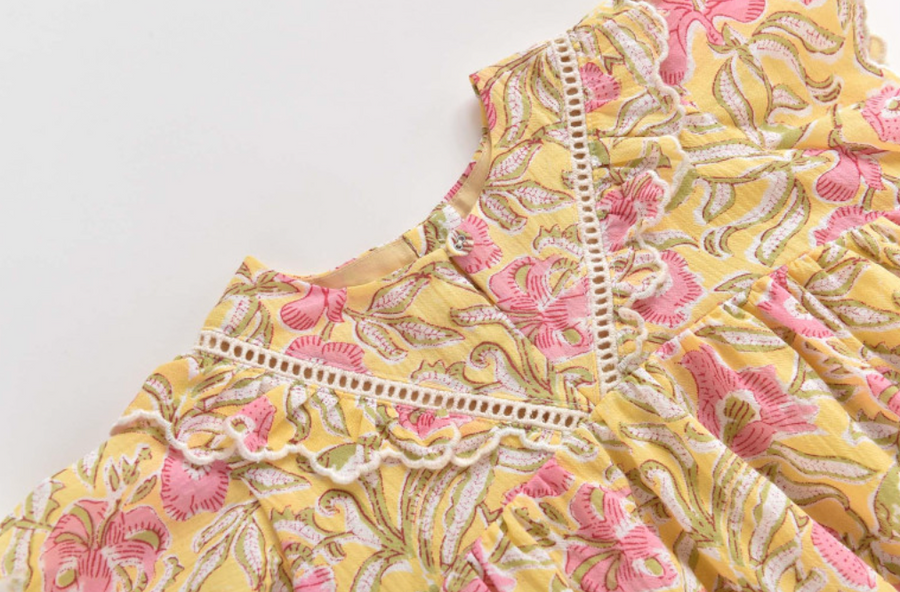 Louise Misha - Siloe Cotton Crinkle Dress - Lemon Patchouli Spring