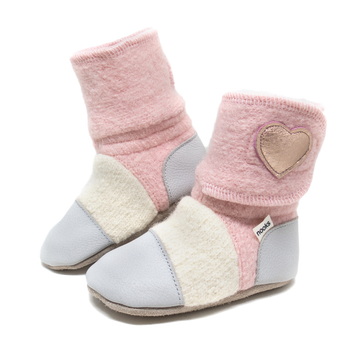Nooks Design- Felted Wool Booties- Snow Berry