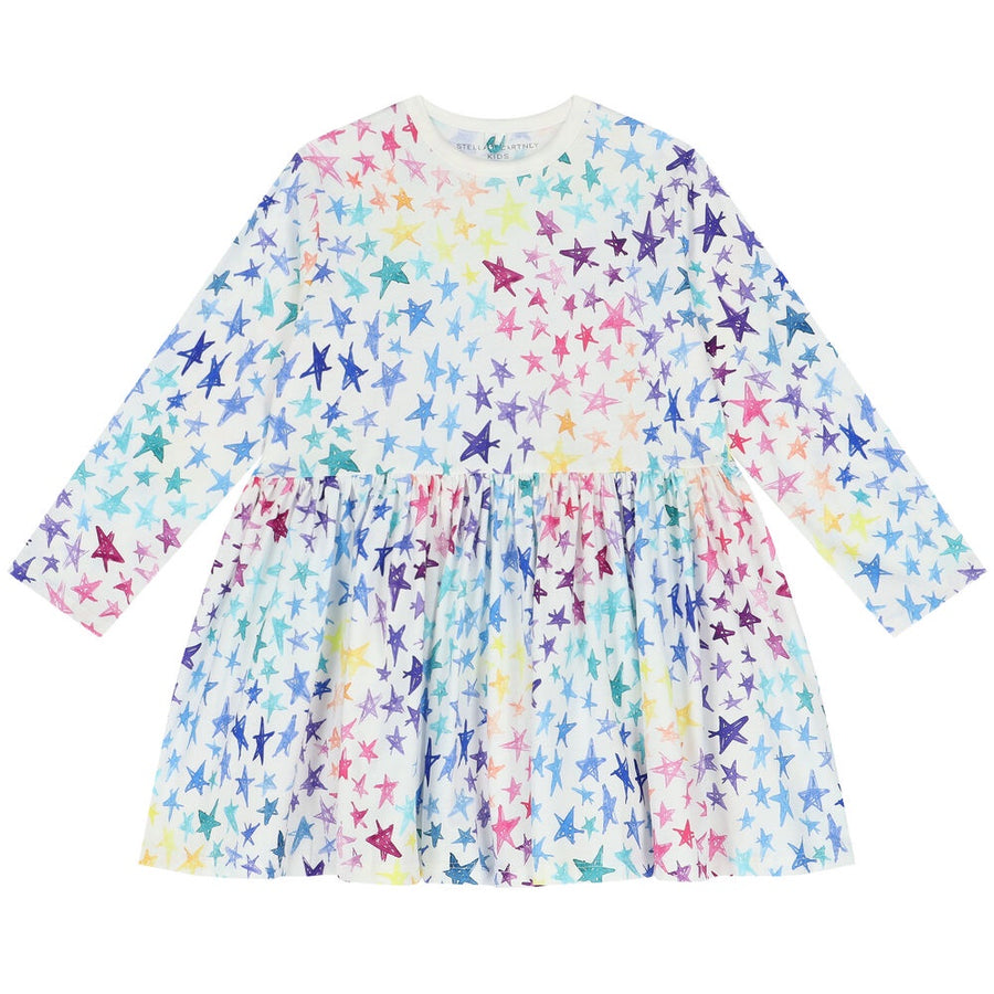 Stella McCartney - Multicolor Scribble Stars Jersey Dress - White